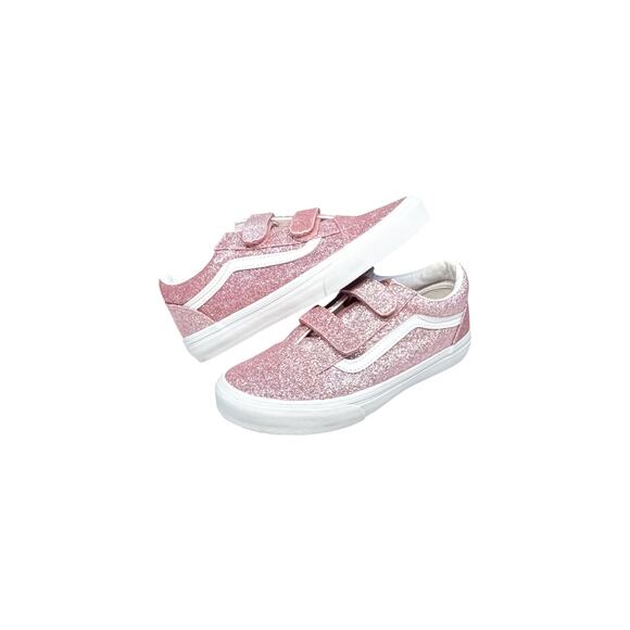 Girls Vans Old Skool Glitter Rose Gold Sneakers Size 4.5 - Picture 3 of 6